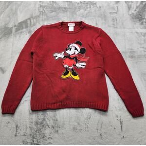 Disney Store Sweater Womens XL Red Minnie Mouse Winter Christmas Pullover Casual
